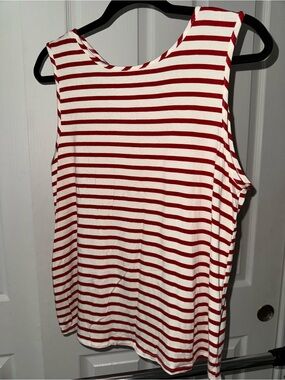 Green Envelope Red and White Striped Sleeveless Tank